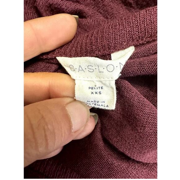Caslon Women's Burgundy Button Down Long Sleeve Cardigan Sweater XXSP NWOT - Picture 7 of 8